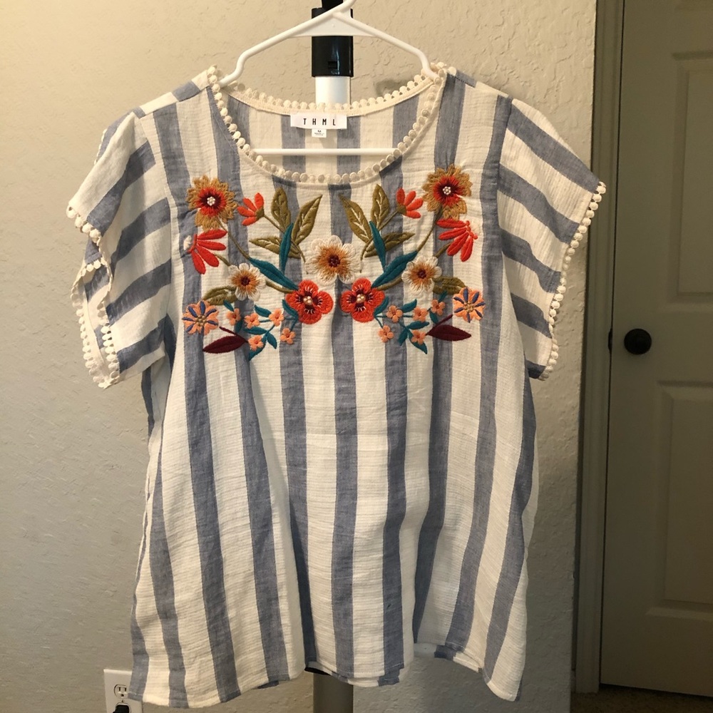 THML striped floral top